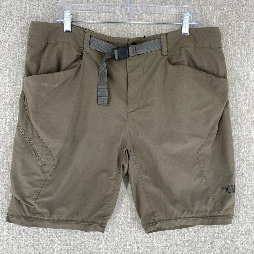The North Face Paramount Trail Shorts Men 36 Brown Hiking Belted Cargo Pockets